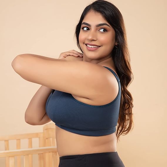NYKD Women’s Cotton Maternity Nursing/Feeding Bra | Removable Pads, Wireless, Full Coverage with Overlap Design (Slip-On) – NYB129